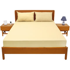 Cream Dyed Double Bed Sheet 96x102" – Soft Elegant Solid Bedding