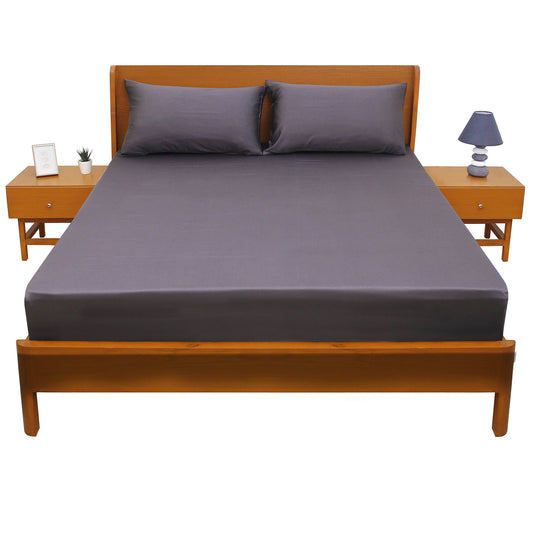 Intense Grey Dyed Double Bed Sheet 96x102 – Premium Solid Deep Grey Bedding