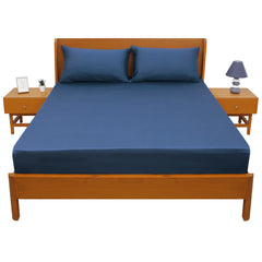 Blue Dyed Double Bed Sheet 96x102" – Classic Solid Premium Bedding