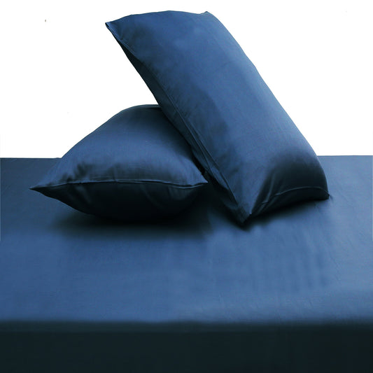 Blue Dyed Double Bed Sheet 96x102" – Classic Solid Premium Bedding