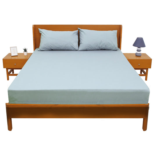 Mint Green Dyed Double Bed Sheet 96x102" – Soft Pastel Premium Bedding