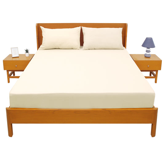 Off-White Dyed Double Bed Sheet 96x102 – Elegant Neutral Solid Bedding