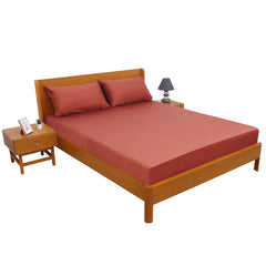 Red Dyed Double Bed Sheet 96x102 – Rich Solid Premium Bedding