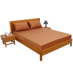 Rust Dyed Double Bed Sheet 96x102 – Warm Earth-Tone Solid Premium Bedding