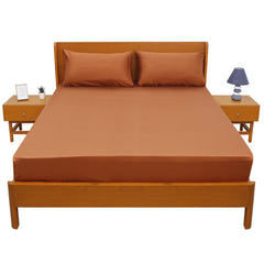 Rust Dyed Double Bed Sheet 96x102 – Warm Earth-Tone Solid Premium Bedding
