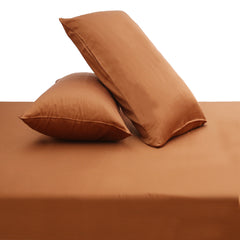 Rust Dyed Double Bed Sheet 96x102 – Warm Earth-Tone Solid Premium Bedding