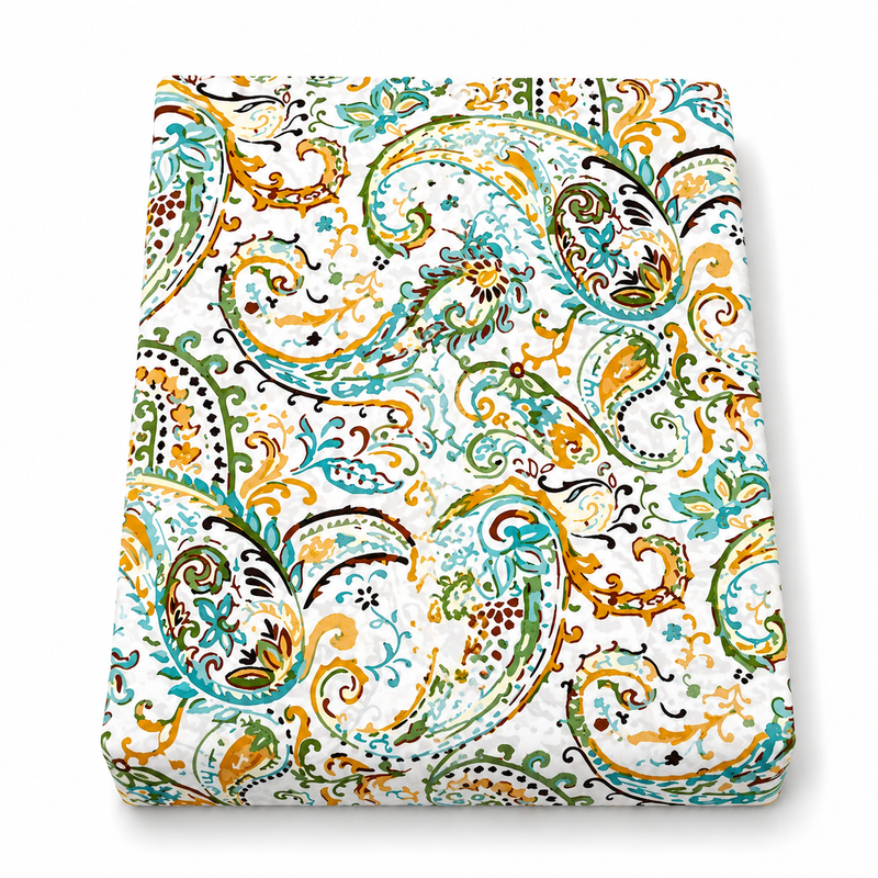 Cotton Multi Paisley Double Quilt Cover 90 x 96 Inches | Multicolor Printed Bedding