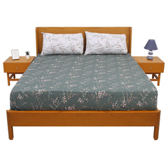 Green Floral Double Bed Sheet 92x98” - Habitt
