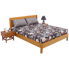 Black Floral Double Bed Sheet 92x98” - Habitt
