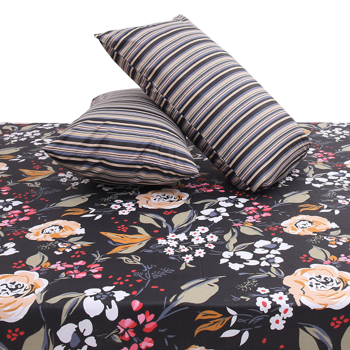 Black Floral Double Bed Sheet 92x98” - Habitt