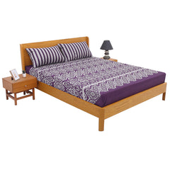 Blue Purple Pattern Double Bed Sheet 92x98” - Habitt