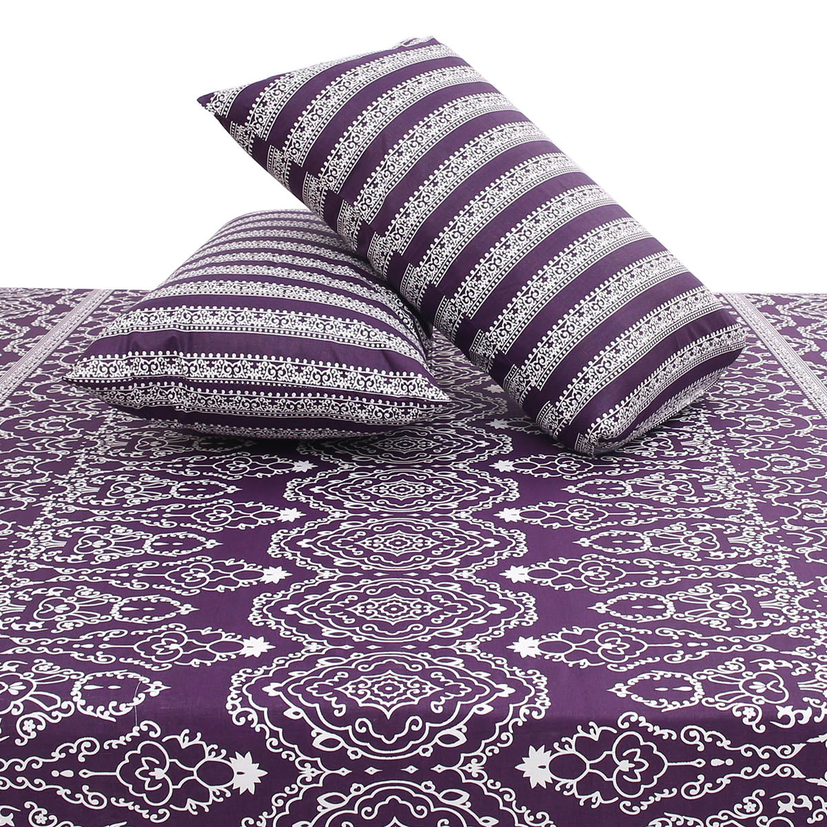 Blue Purple Pattern Double Bed Sheet 92x98” - Habitt