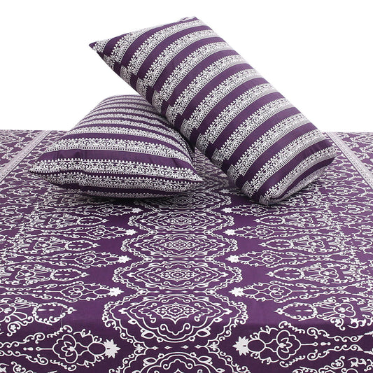 Blue Purple Pattern Double Bed Sheet 92x98” - Habitt