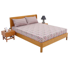 Brown Geometric Multi Double Bed Sheet  92x98” - Habitt