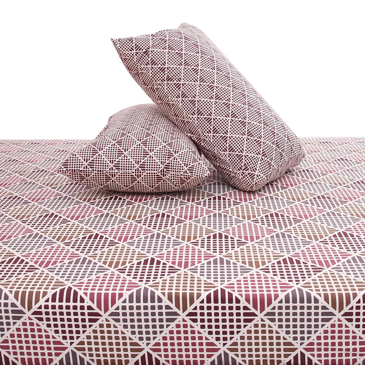 Brown Geometric Multi Double Bed Sheet  92x98” - Habitt