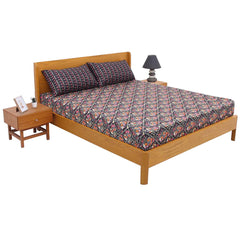 Black Floral Double Bed Sheet 92x98” - Habitt