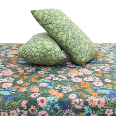 Green multi flora Double Bed Sheet 92x98" - Habitt