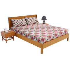 Peach Multi jaal Double Bed Sheet 92x98" - Habitt