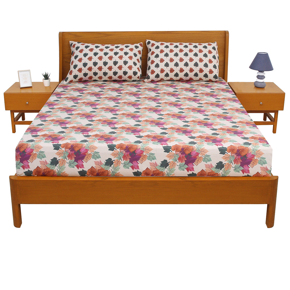 Peach Multi jaal Double Bed Sheet 92x98" - Habitt