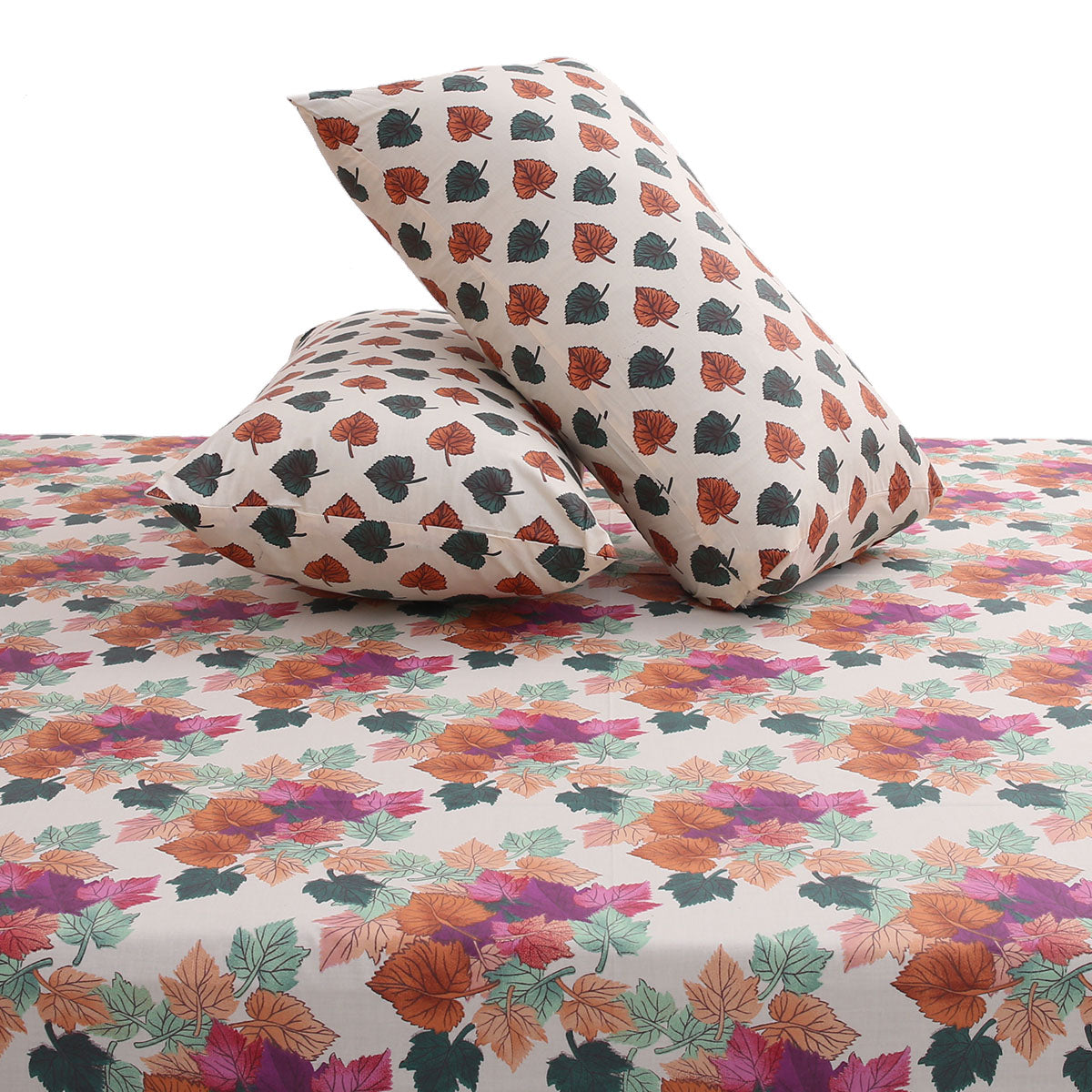 Peach Multi jaal Double Bed Sheet 92x98" - Habitt