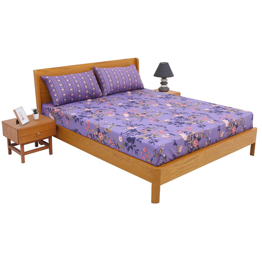 Pink Floral Double Bed Sheet 92x98" - Habitt