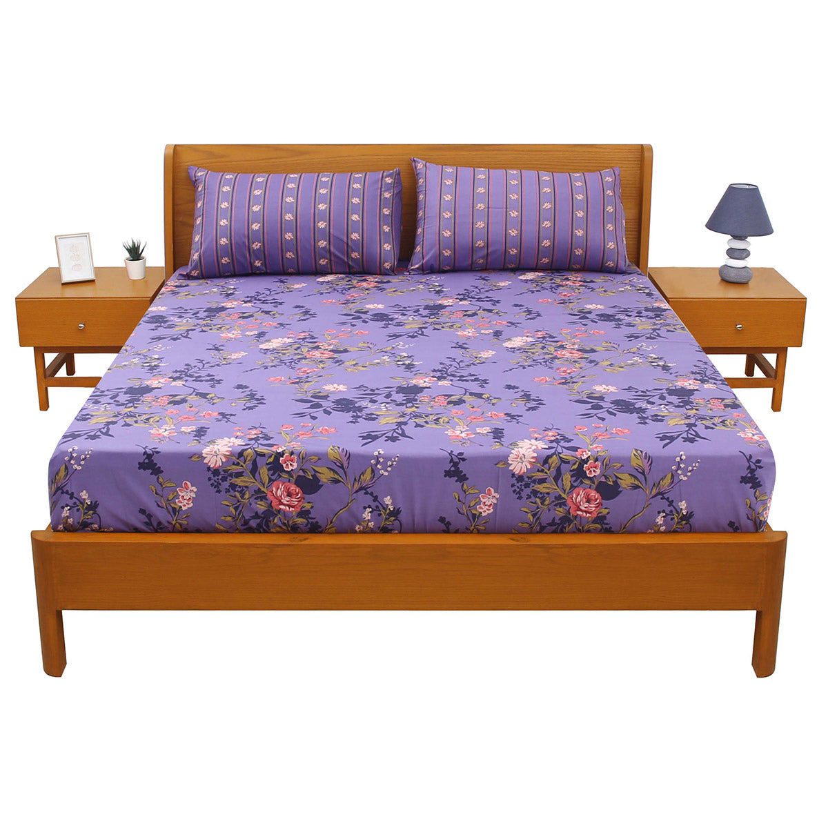 Pink Floral Double Bed Sheet 92x98" - Habitt