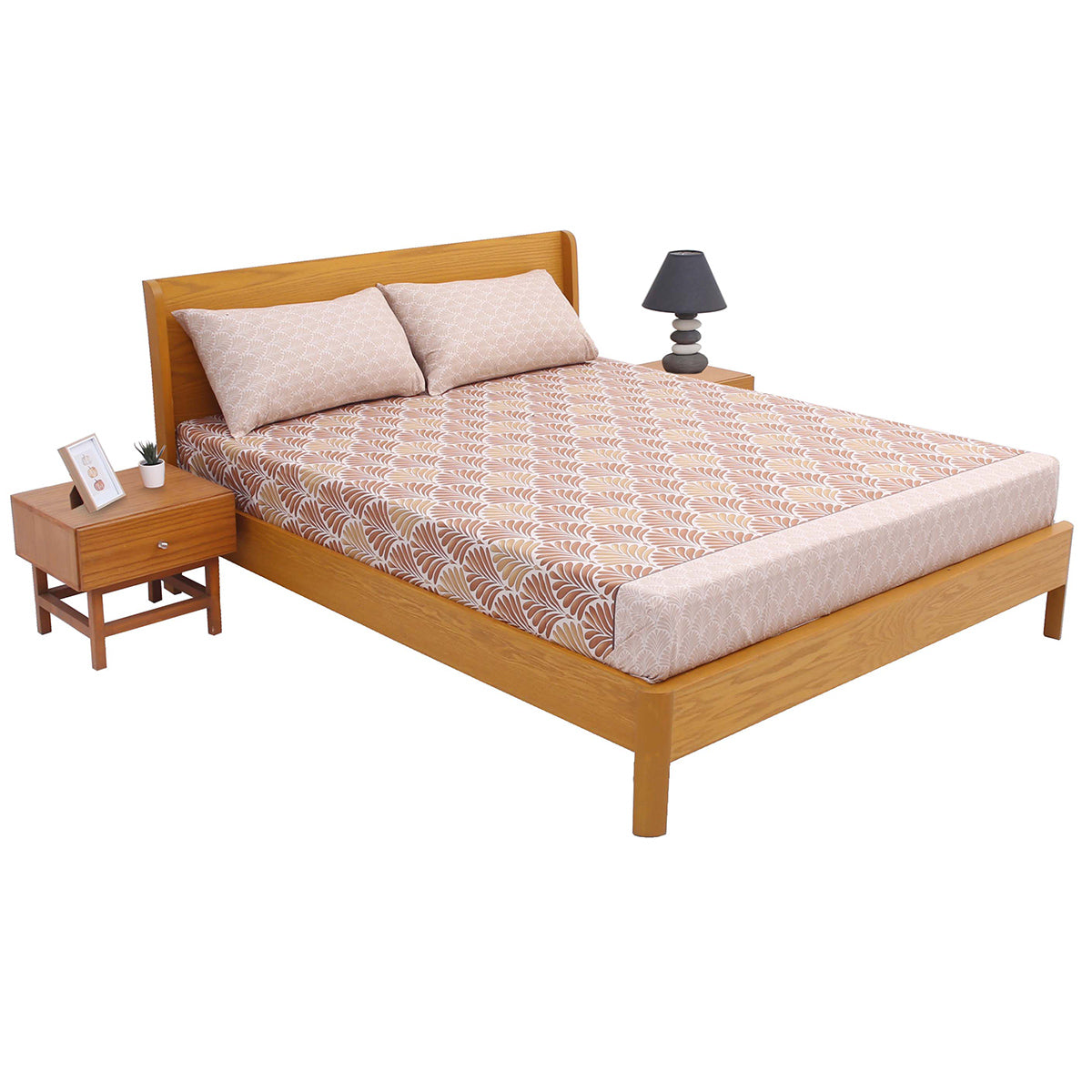 Beige Demask Double Bed Sheet 92x98" - Habitt