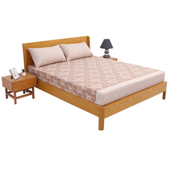 Beige Demask Double Bed Sheet 92x98" - Habitt