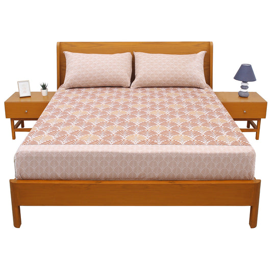 Beige Demask Double Bed Sheet 92x98" - Habitt