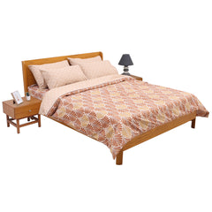 Beige Damask Double Bedding Set – 6 Piece Luxury SB Collection | Elegant Floral Jacquard Bed Linen - Habitt