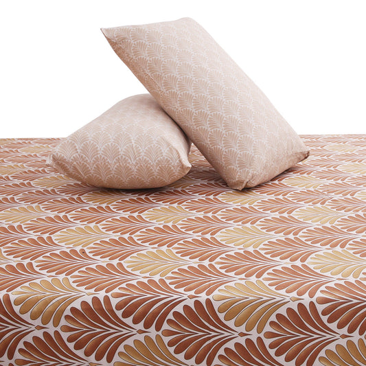 Beige Damask Double Bedding Set – 6 Piece Luxury SB Collection | Elegant Floral Jacquard Bed Linen - Habitt