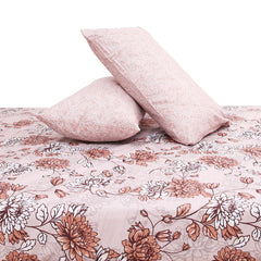 Beige Floral Double Bedding Set – 6 Piece Soft Cotton Elegant Printed Bed Linen Collection - Habitt