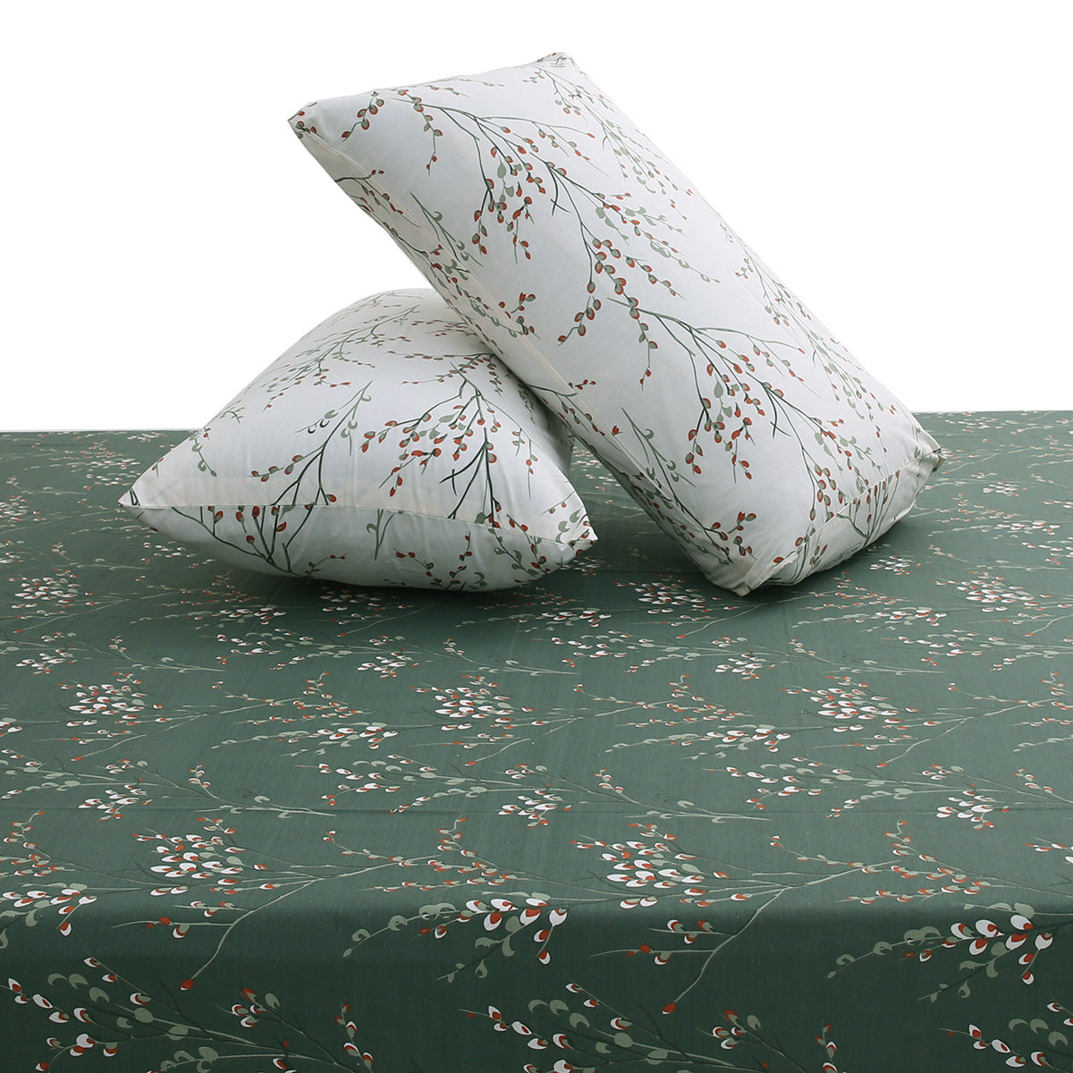 Green Floral Double Bedding Set