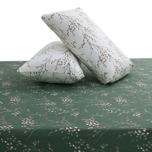 Green Floral Double Bedding Set