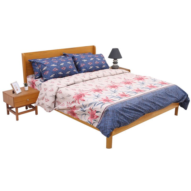 Pink Floral Double Bedding Set – 6 Piece Soft Elegant Printed Bed Linen - Habitt