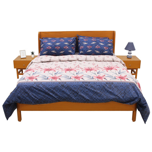 Pink Floral Double Bedding Set – 6 Piece Soft Elegant Printed Bed Linen - Habitt