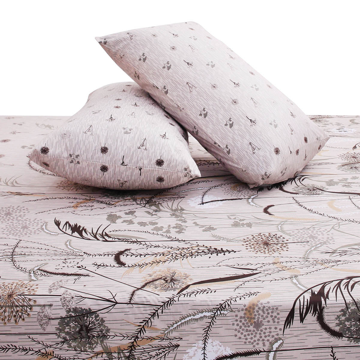 Black & Beige Botanical Double Bedding Set – 6 Piece Elegant Printed Bed Linen | Assorted Design Collection - Habitt