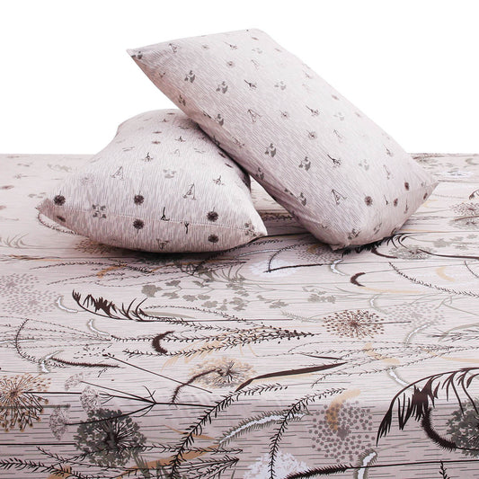 Black & Beige Botanical Double Bedding Set – 6 Piece Elegant Printed Bed Linen | Assorted Design Collection - Habitt