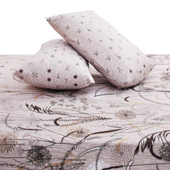 Black & Beige Botanical Double Bedding Set – 6 Piece Elegant Printed Bed Linen | Assorted Design Collection - Habitt