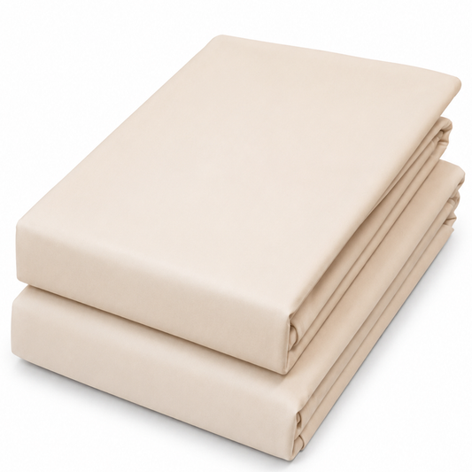 Off-White Dyed Double Bedding Set of 6 Satin | Plain Double Bed Set