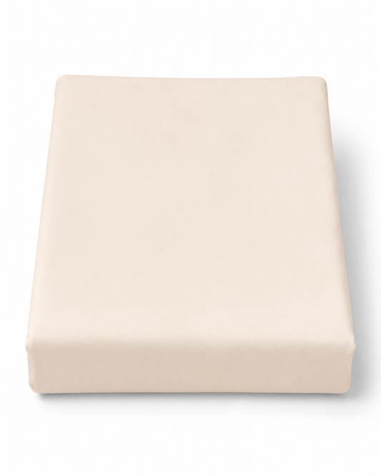 Off-White Dyed Double Bedding Set of 6 Satin | Plain Double Bed Set