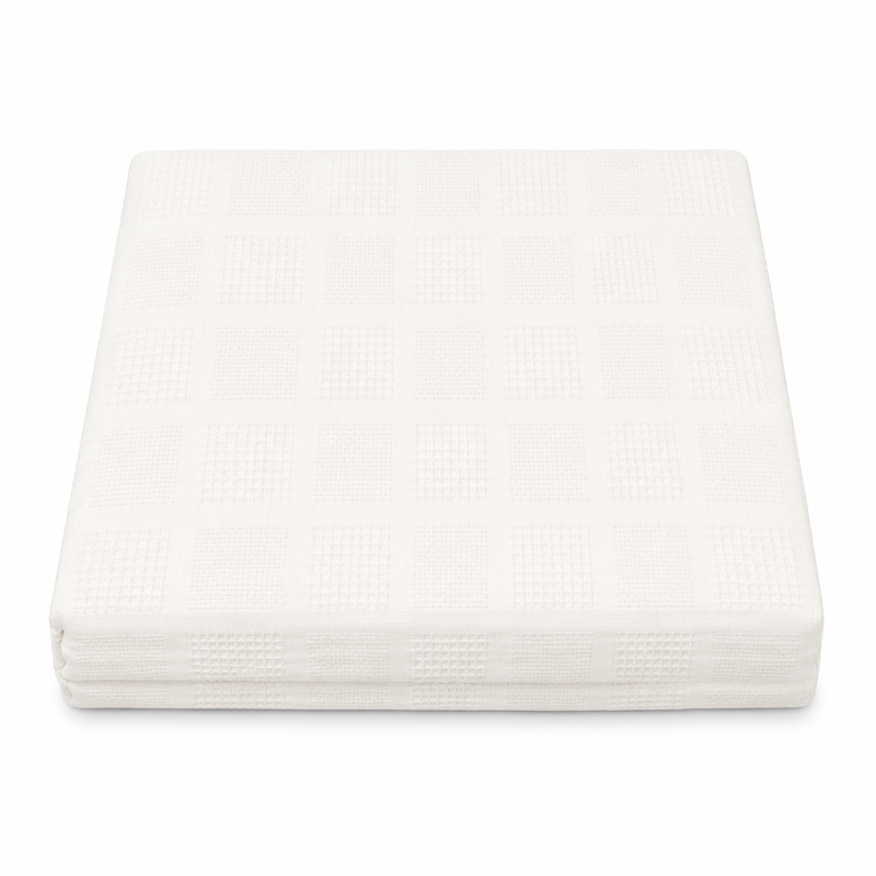 Ecru Textured Cotton Jacquard Bed Cover | Elegant Woven Neutral Bedding