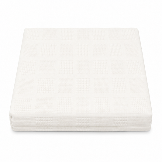 Ecru Textured Cotton Jacquard Bed Cover | Elegant Woven Neutral Bedding