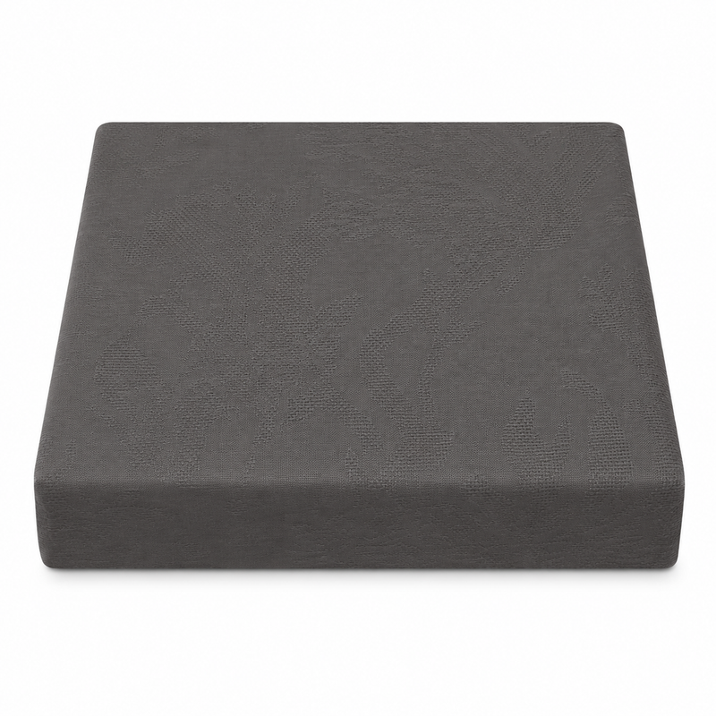 Grey Textured Cotton Jacquard Bed Cover | Elegant Leaf Pattern Woven Bedding