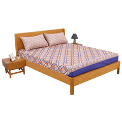 Geometric Box Print Double Bed Sheet with Pillow Covers Printed Bedsheet 92x98 Inch - Habitt