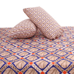 Geometric Box Print Double Bed Sheet with Pillow Covers Printed Bedsheet 92x98 Inch - Habitt