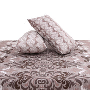 Grey Floral Print Double Bed Sheet with Pillow Covers Bedsheet 92x98 Inch - Habitt
