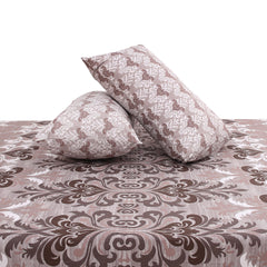 Grey Floral Print Double Bed Sheet with Pillow Covers Bedsheet 92x98 Inch - Habitt