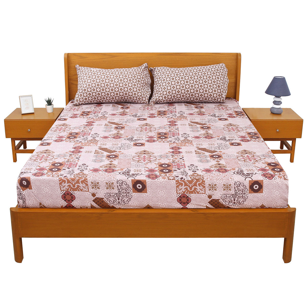 Heritage Print Double Bed Sheet with Pillow Covers – Printed Bedsheet 92x98 Inch - Habitt