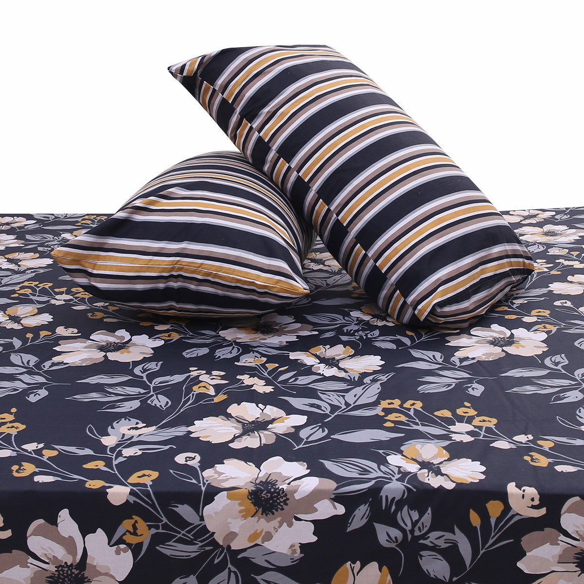 Blue Lily Double Bed Sheet Set | Elegant Floral Printed Bedding | 94x98 Inches - Habitt